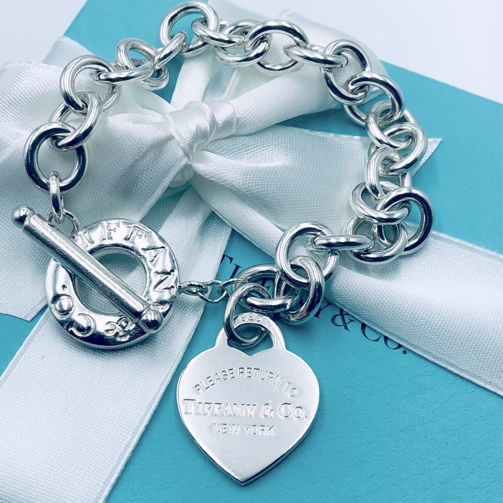 Tiffany & Co. Sterling Silver Heart Tag Toggle Bracelet - Silver
